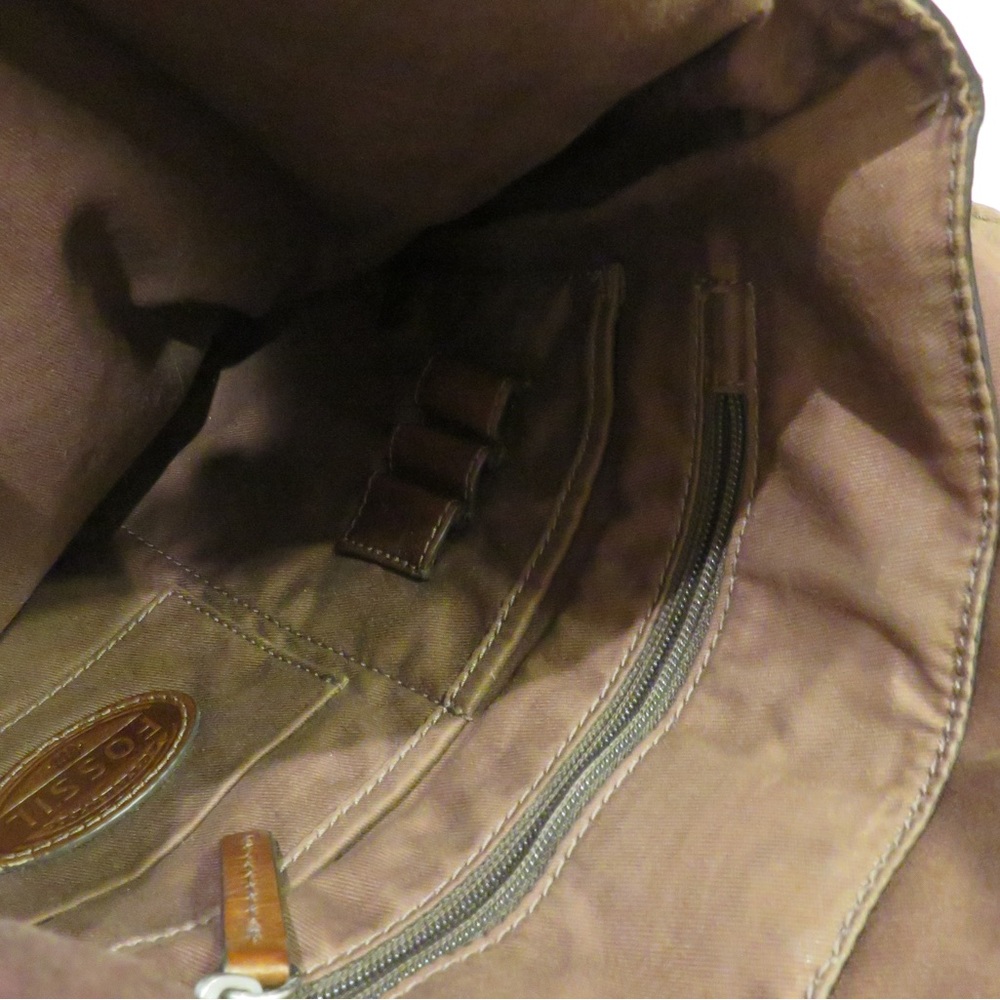 Fossil Brown Messenger Bag with Nylon adjustable strap - Picture 8 of 16